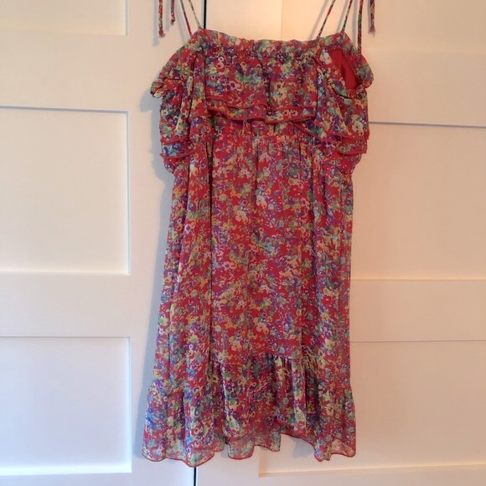 Red Floral Print Sundress - Size Small